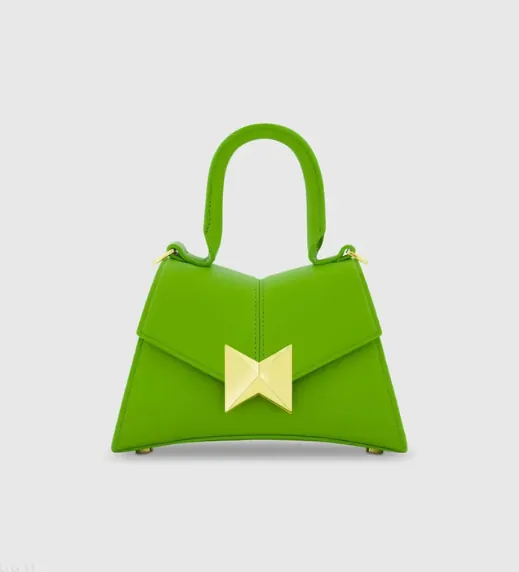 Green Mini Structured Leather Top Handle Bag